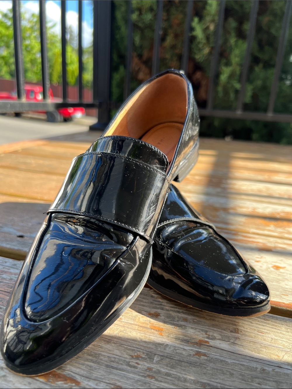 Halogen Black Patent Leather Loafers